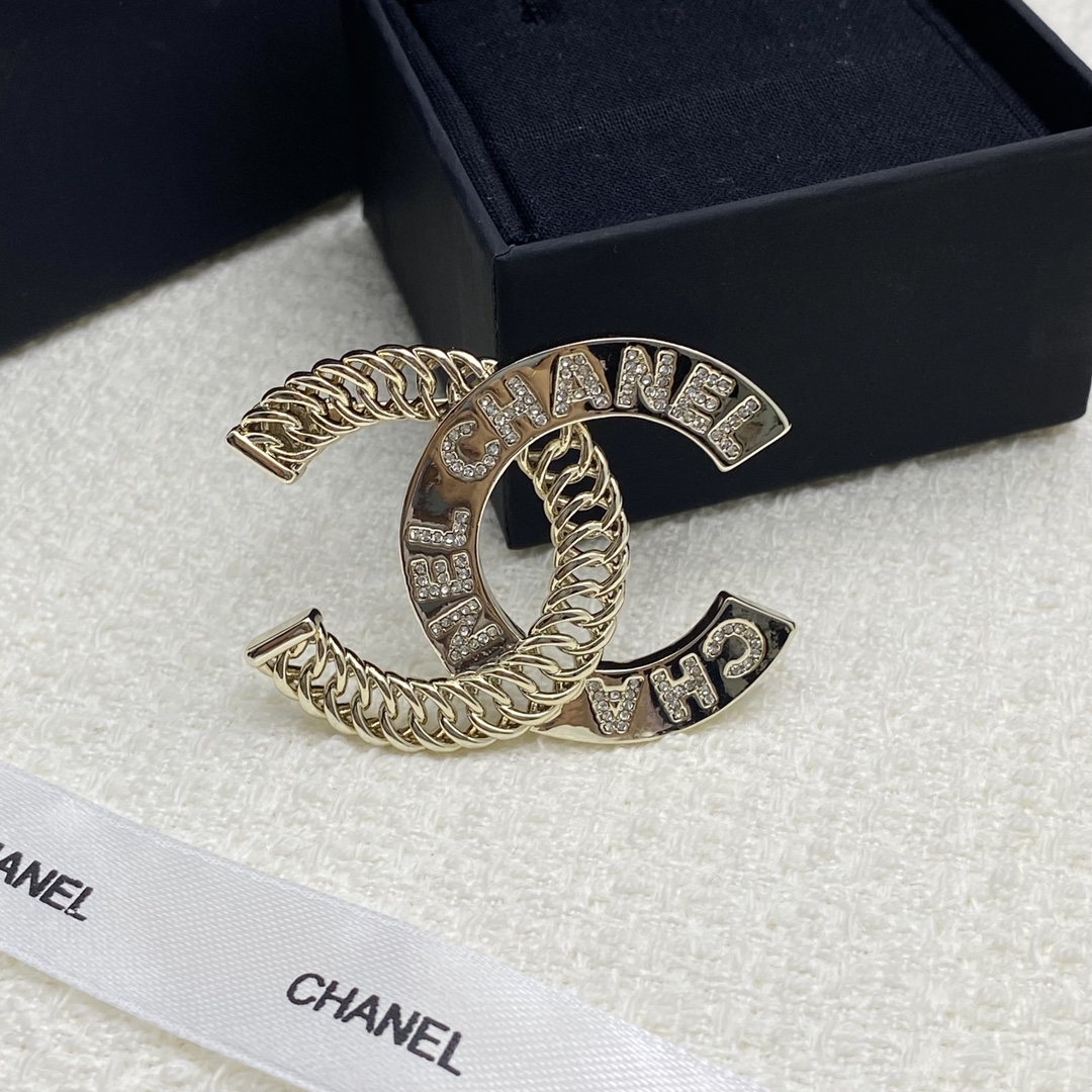 Chanel Light Gold Twist Monogram CC Brooch - Original Replica Club
