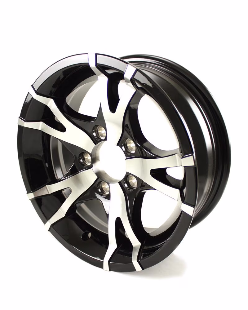 14X5.5 5 - Lug on 4.5" Aluminum T07 Trailer Wheel - Black - T07 - 45545BM