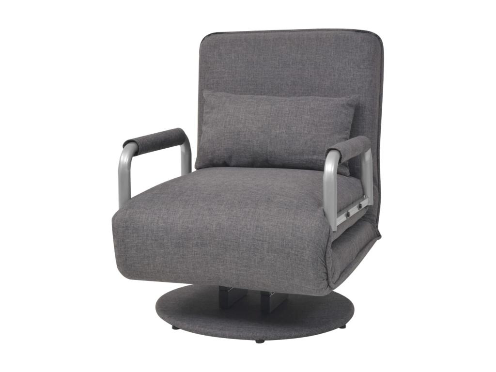 Silla giratoria y sofá cama tela gris oscuro