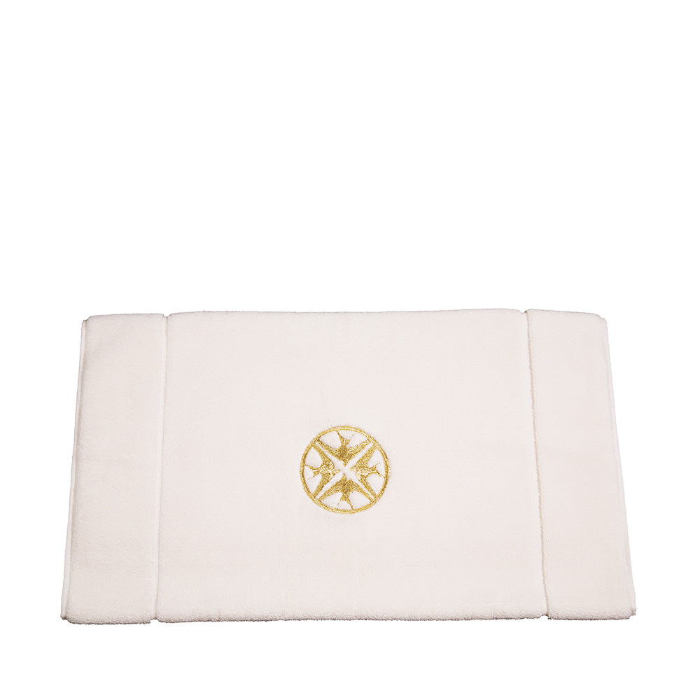 TAPIS DE BAIN BRODÉ HIRONDELLES - COTON IVOIRE, BRODÉ OR
