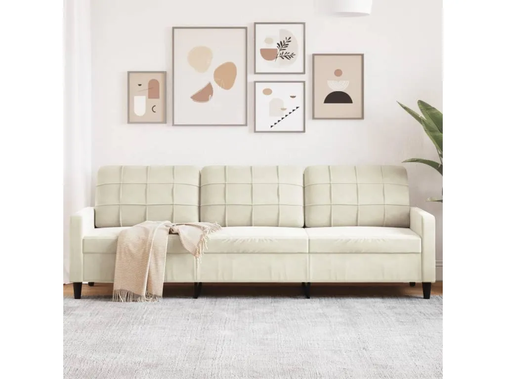 SofÃ¡ de 3 plazas terciopelo color crema 210 cm jjrv29255