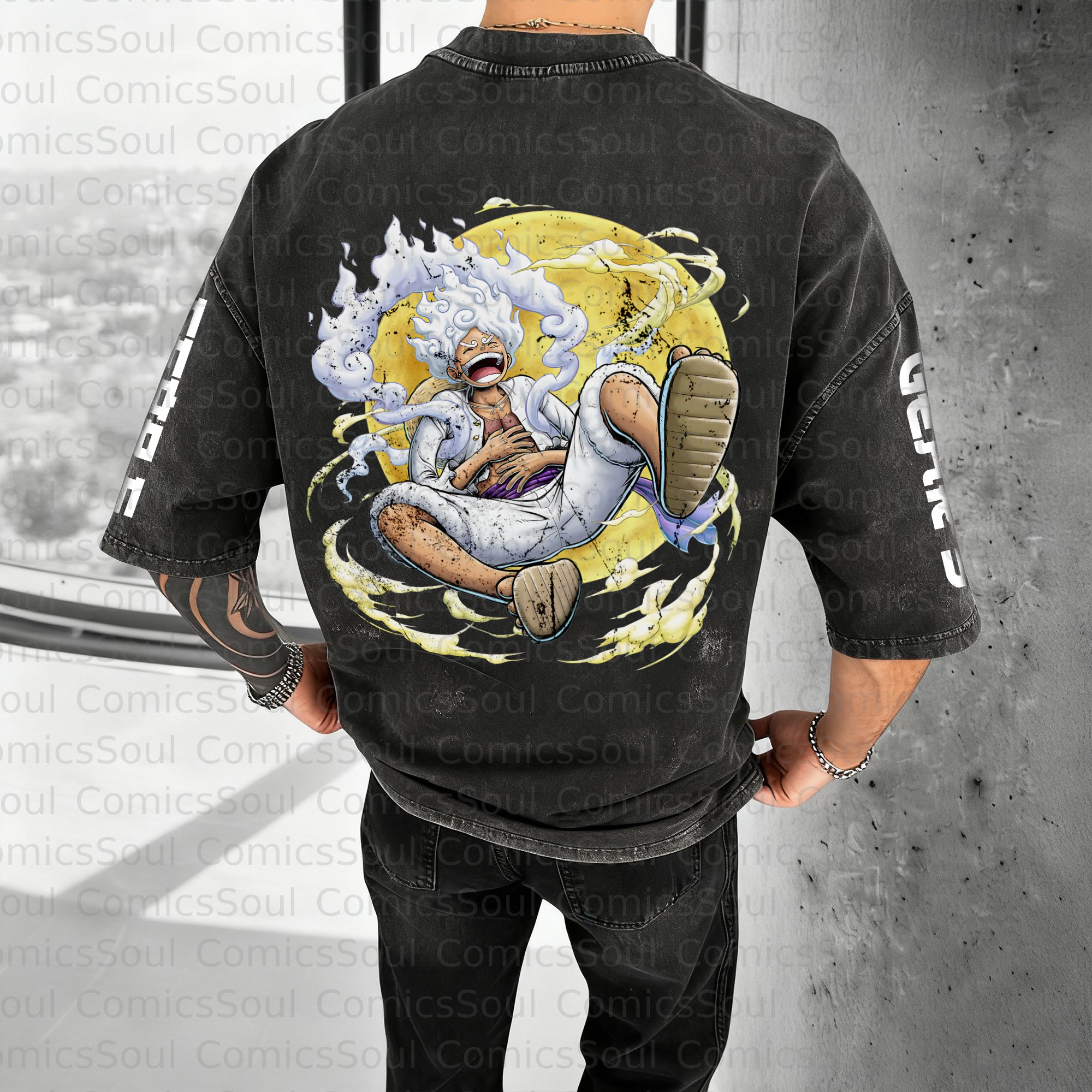 Unisex Anime Inspired Vintage Washed T-Shirt