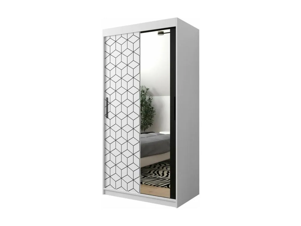 Armario Jmmhogar 286 Negro | Blanco 200x100x62cm Puertas de armario - Correderas