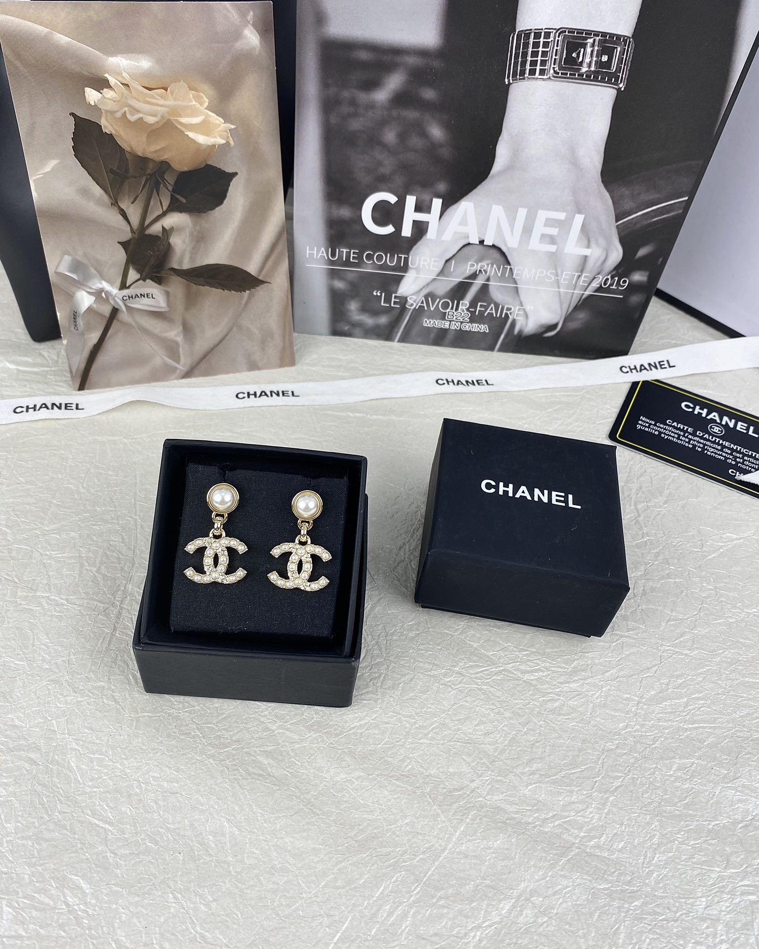Chanel Pearl Paved CC Dangle Earrings - Original Replica Club