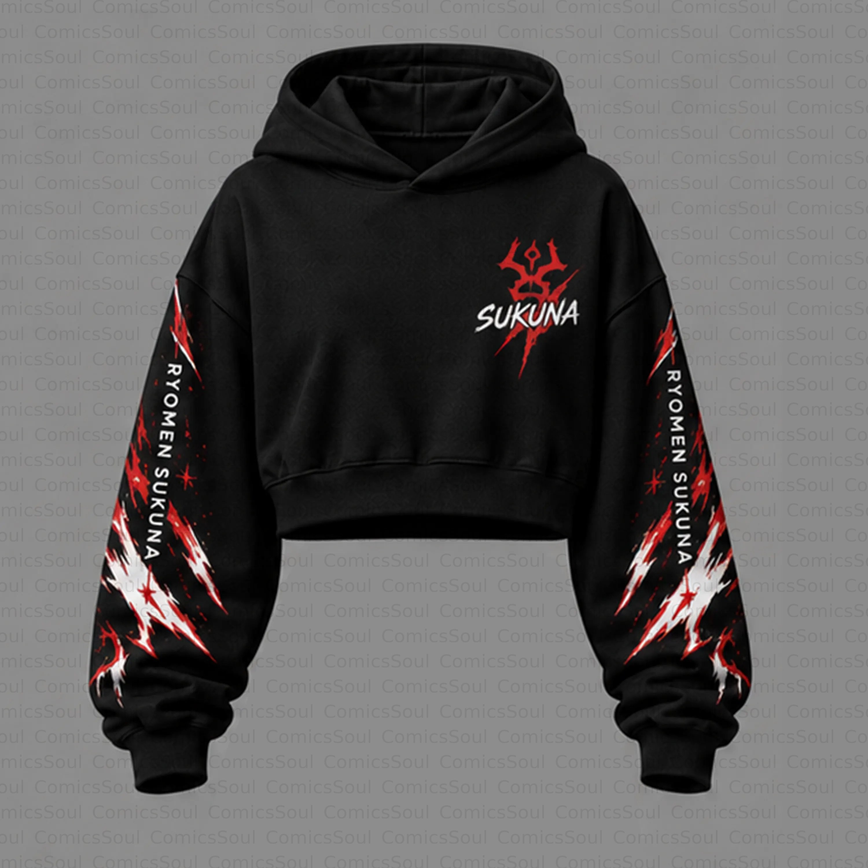 Jujutsu Kaisen Cropped Long Sleeve Hoodie & High Waist Jogger Pants Two Piece TeeThreads Sustain the Scene with Custom Apparel
