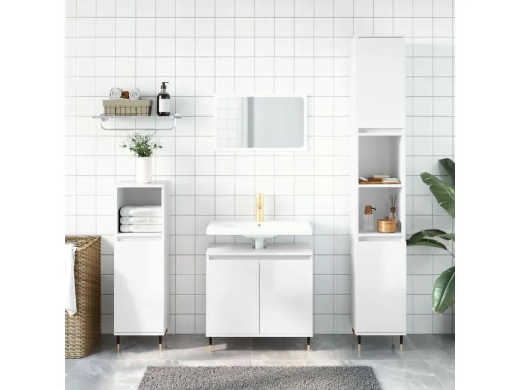 Armario de baño Casabellaes de ingeniería blanco brillo 58x33x60 cm 69504QTOX