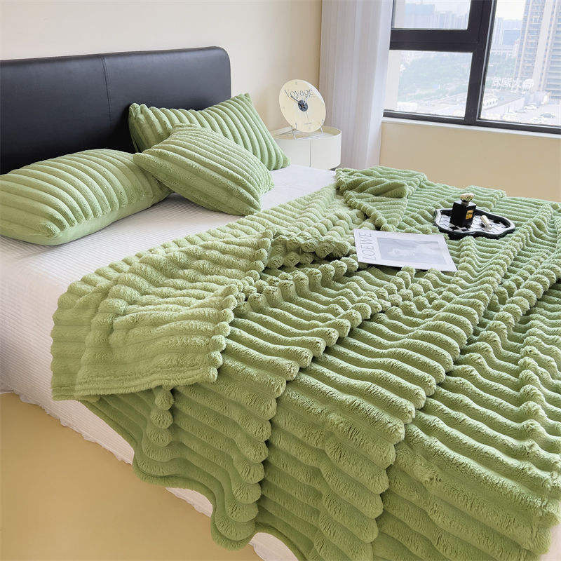 Thick Rabbit Plush Blanket Solid Color Winter Warm King Size 230x250cm Hotel Home Use