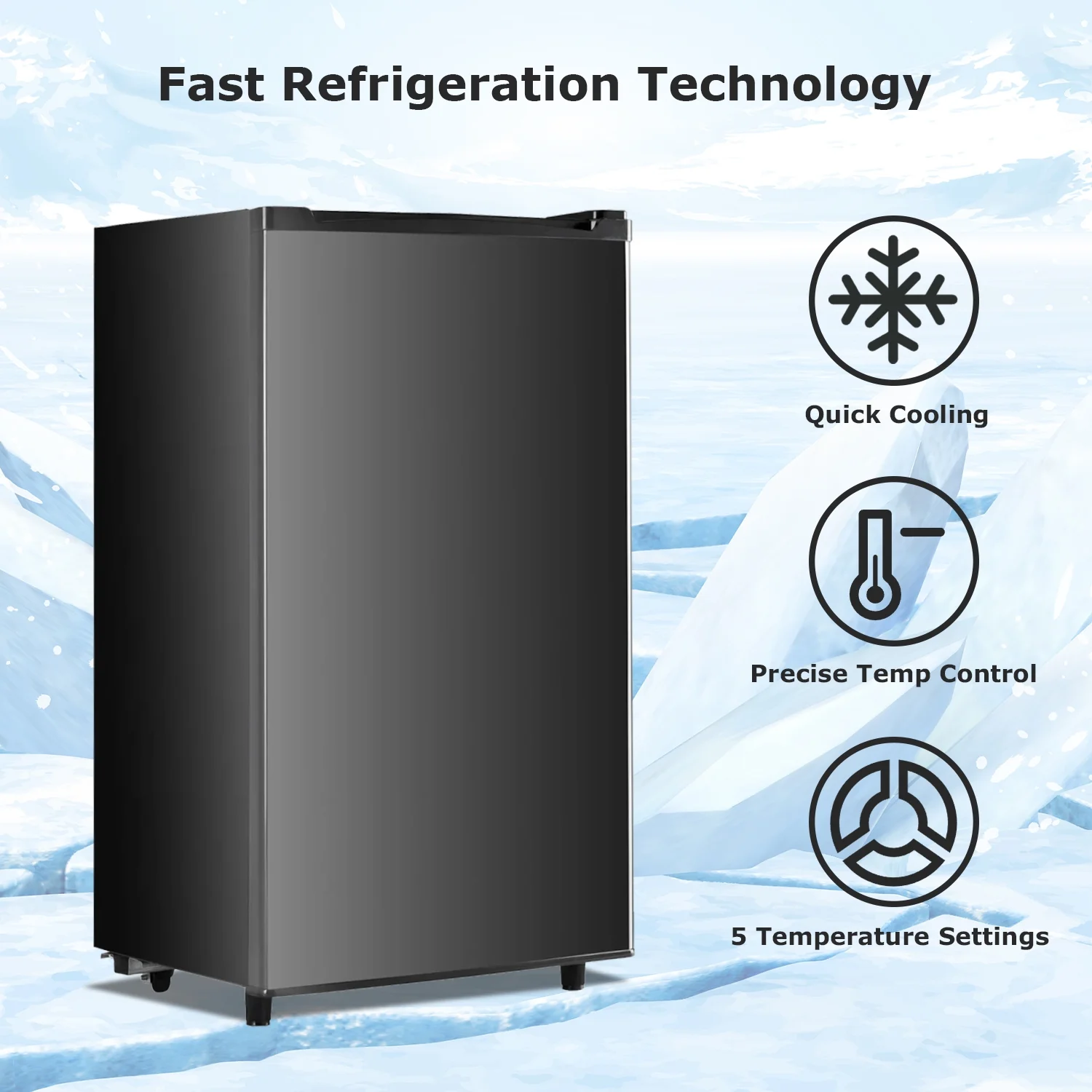 Beddle Mini Fridge with Freezer 3.2 Cu.ft Small Refrigerator for Dorm Bedroom, Compact Refrigerators Single Door Adjustable Thermostat Low Noise,Silver - Image 13