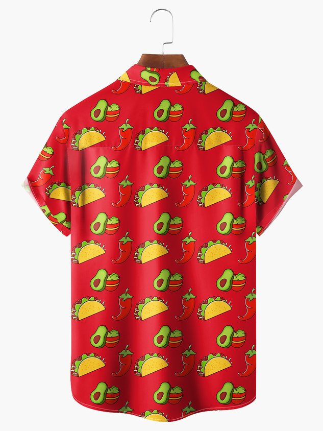 Mexican Bigfoot Taco Chest Pocket Short Sleeve Casual Shirt