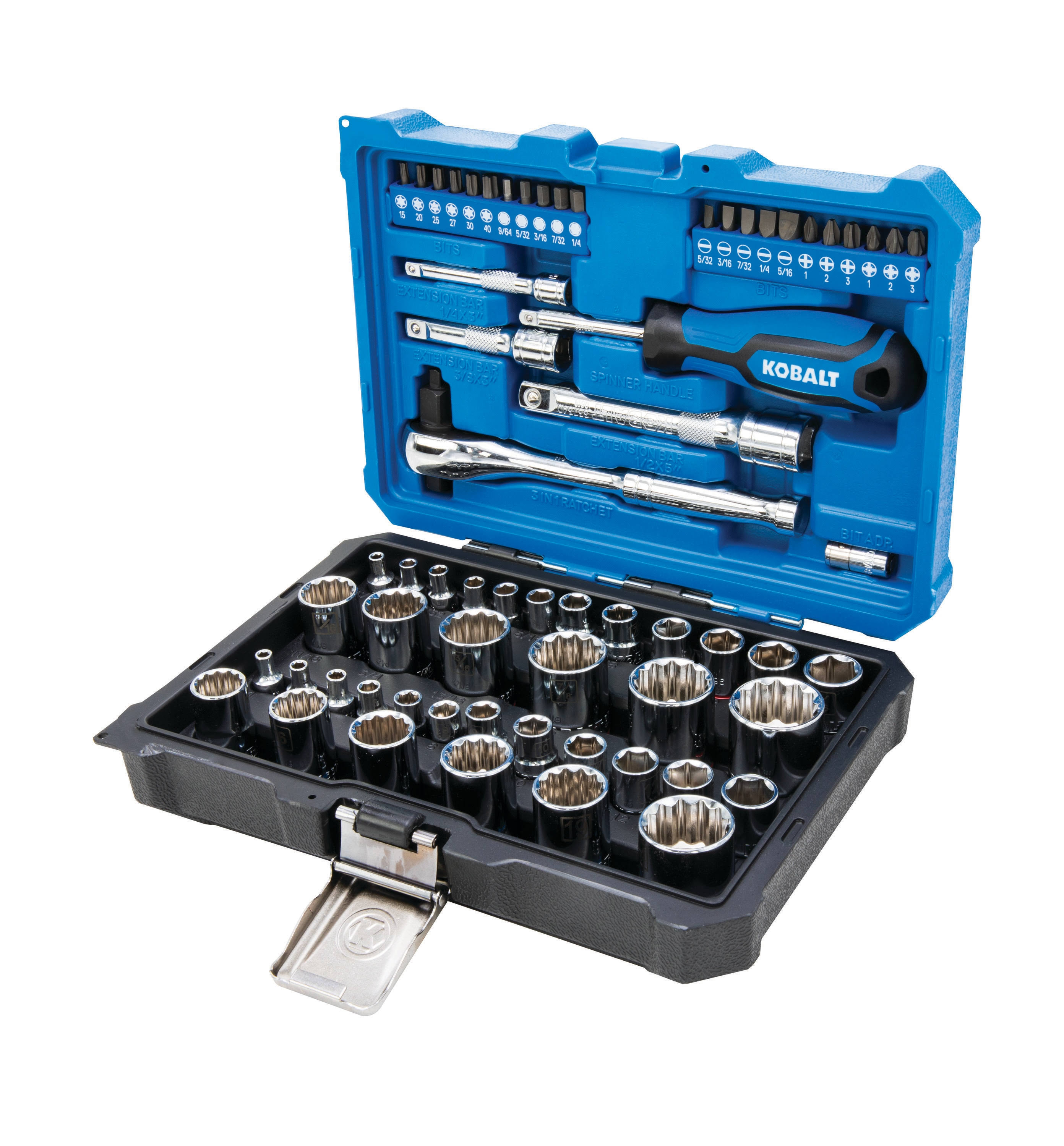 : Kobalt 64-Piece Standard (SAE) and Metric Mechanic's Tool Set with Hard Case(1/4-In; 3/8-In; 1/2-In)