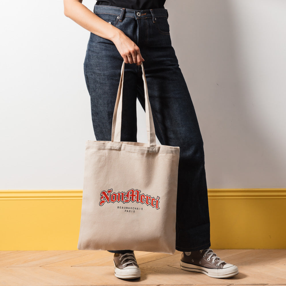 Merci - Sac Tote Bag Gothique Non Merci - Rouge