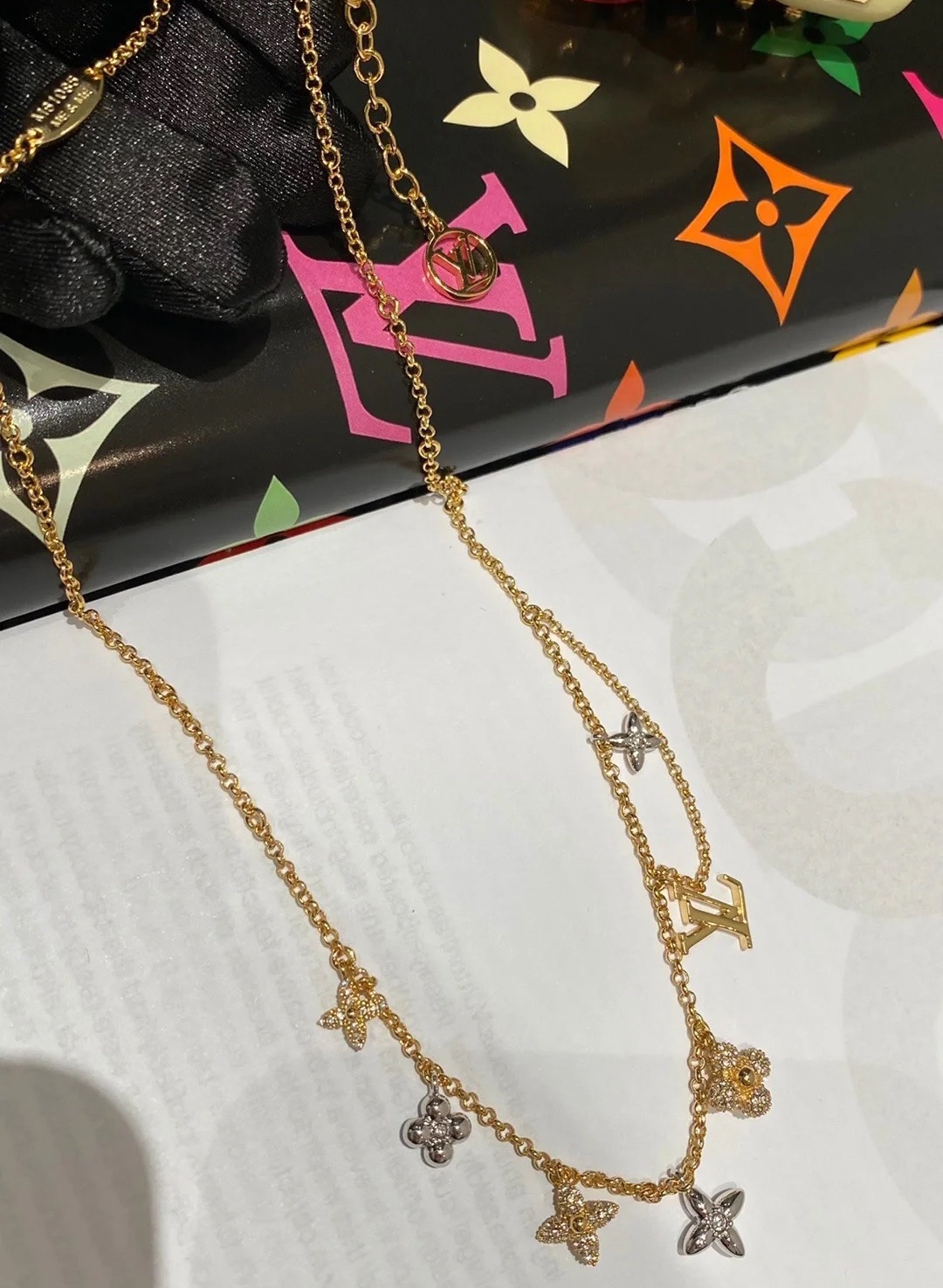 Louis Vuitton Mixed Metal Color Charms Necklace - Original Replica Club