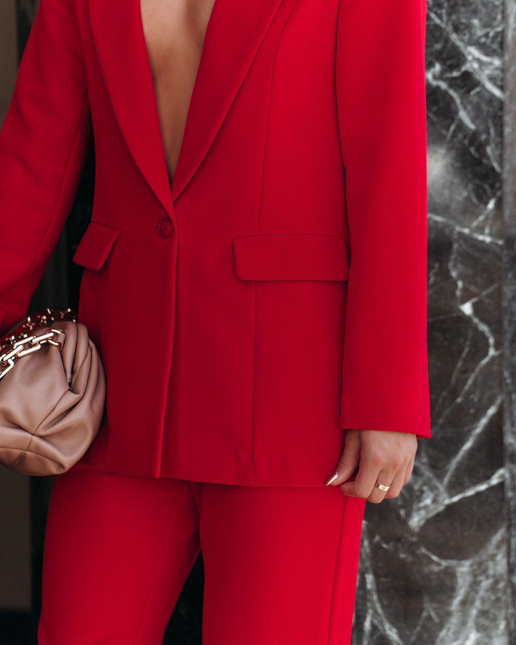 Runway Pocketed Blazer - Red - Se7enfashion