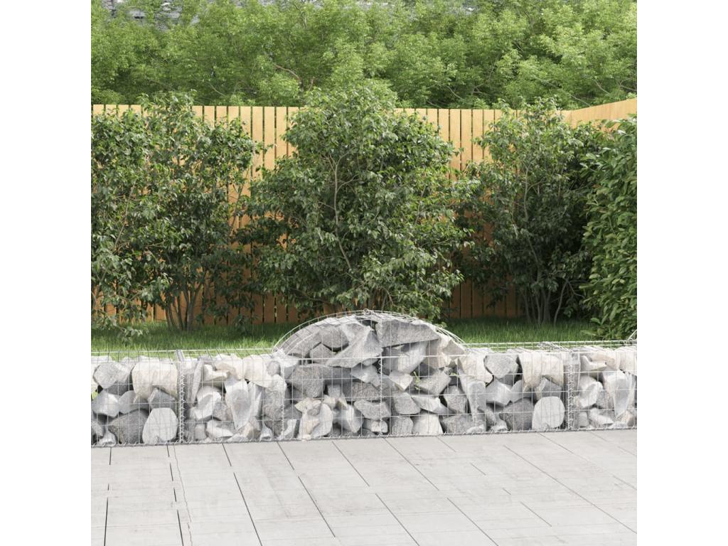 Cestas de gaviones arqueadas 7 piezas 200x50x40/60 cm hierro galvanizado