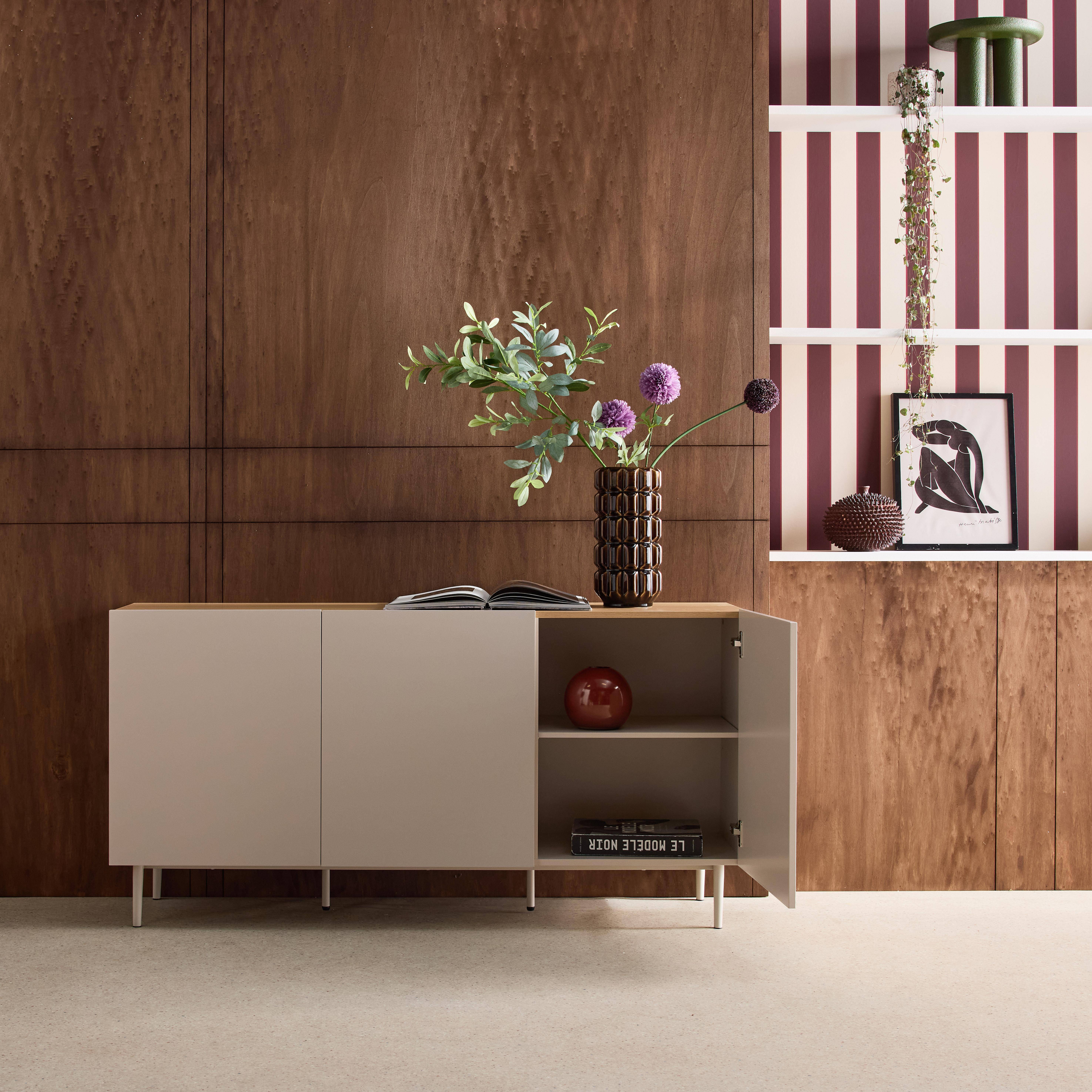 Ashton - Aparador de metal y decoración de madera 3 puertas, 150cm