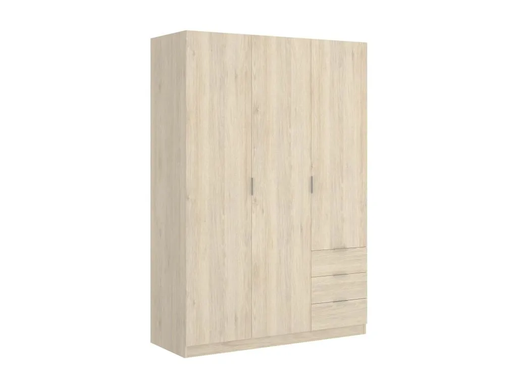 Armario Biocasahogar con perchero y 3 puertas batientes y 3 cajones 121x52x184 cm LJ3597120