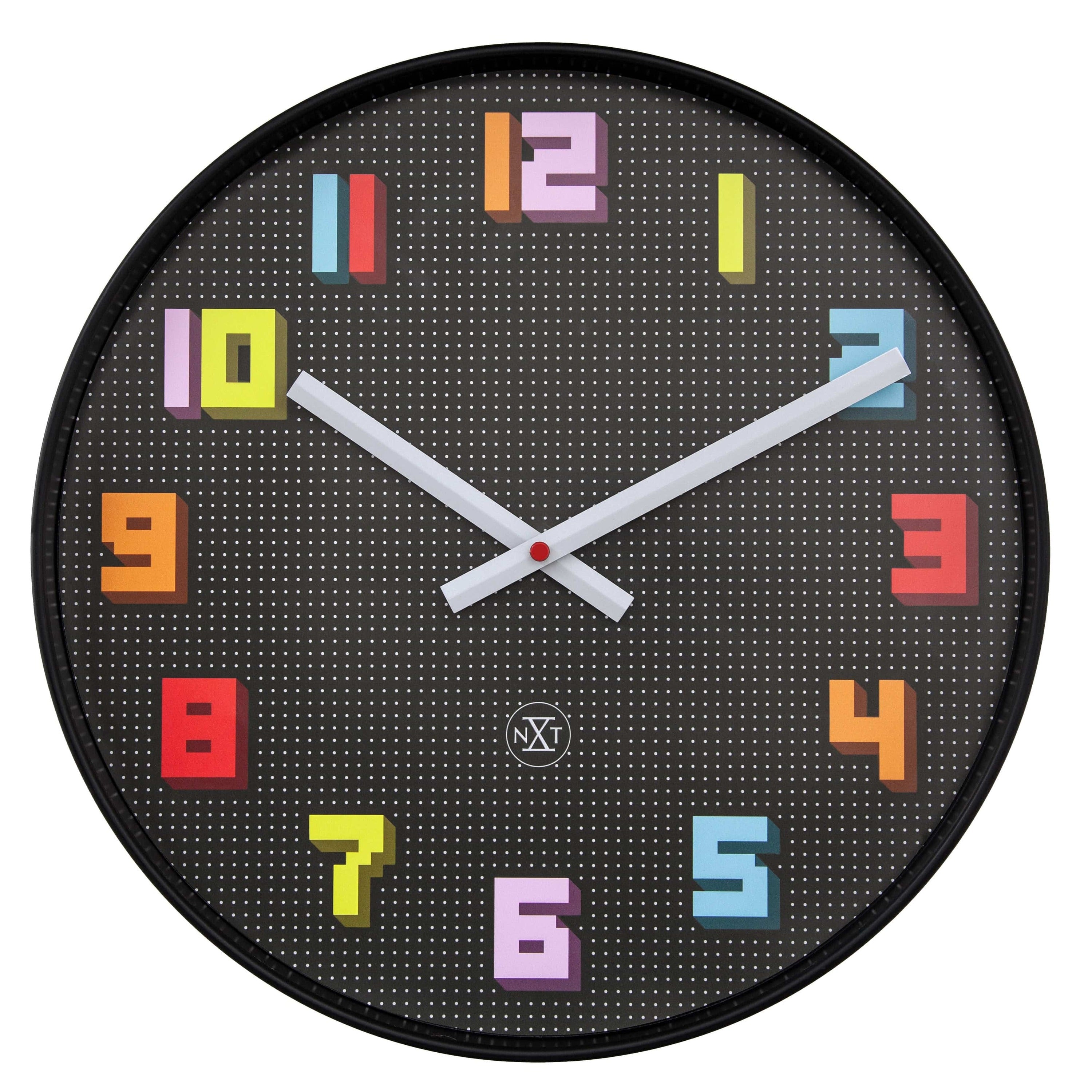 NeXtime - Wandklok 35cm - Stil - Zwart Multikleur - ABS - nXt 'Game'