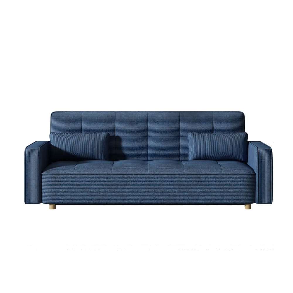 Sofá escandinavo convertible de 3 plazas en terciopelo acanalado azul zb5684x4
