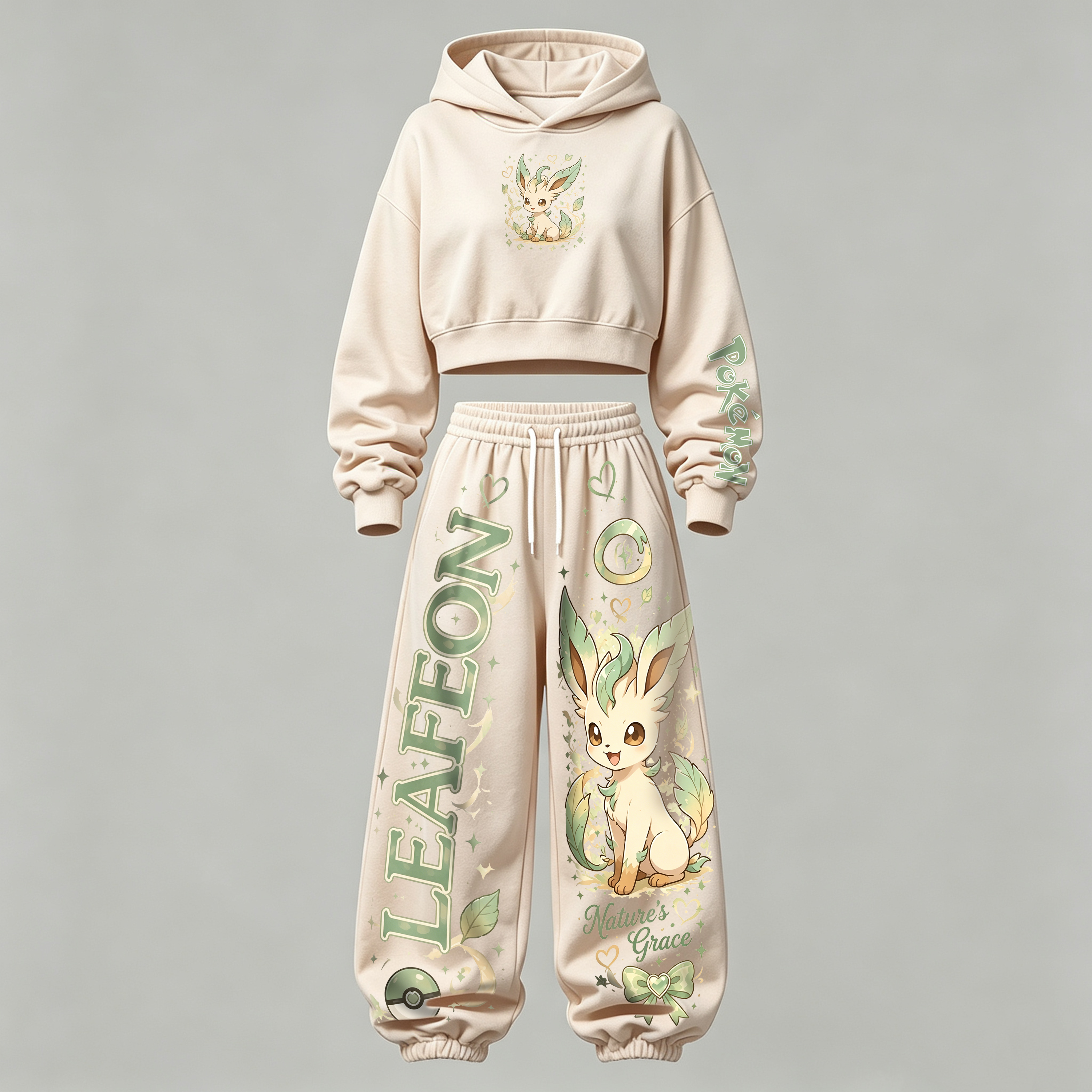 Pokémon Cropped Long Sleeve Hoodie & High Waist Jogger Pants Two Piece TeeThreads Sustain the Scene with Custom Apparel