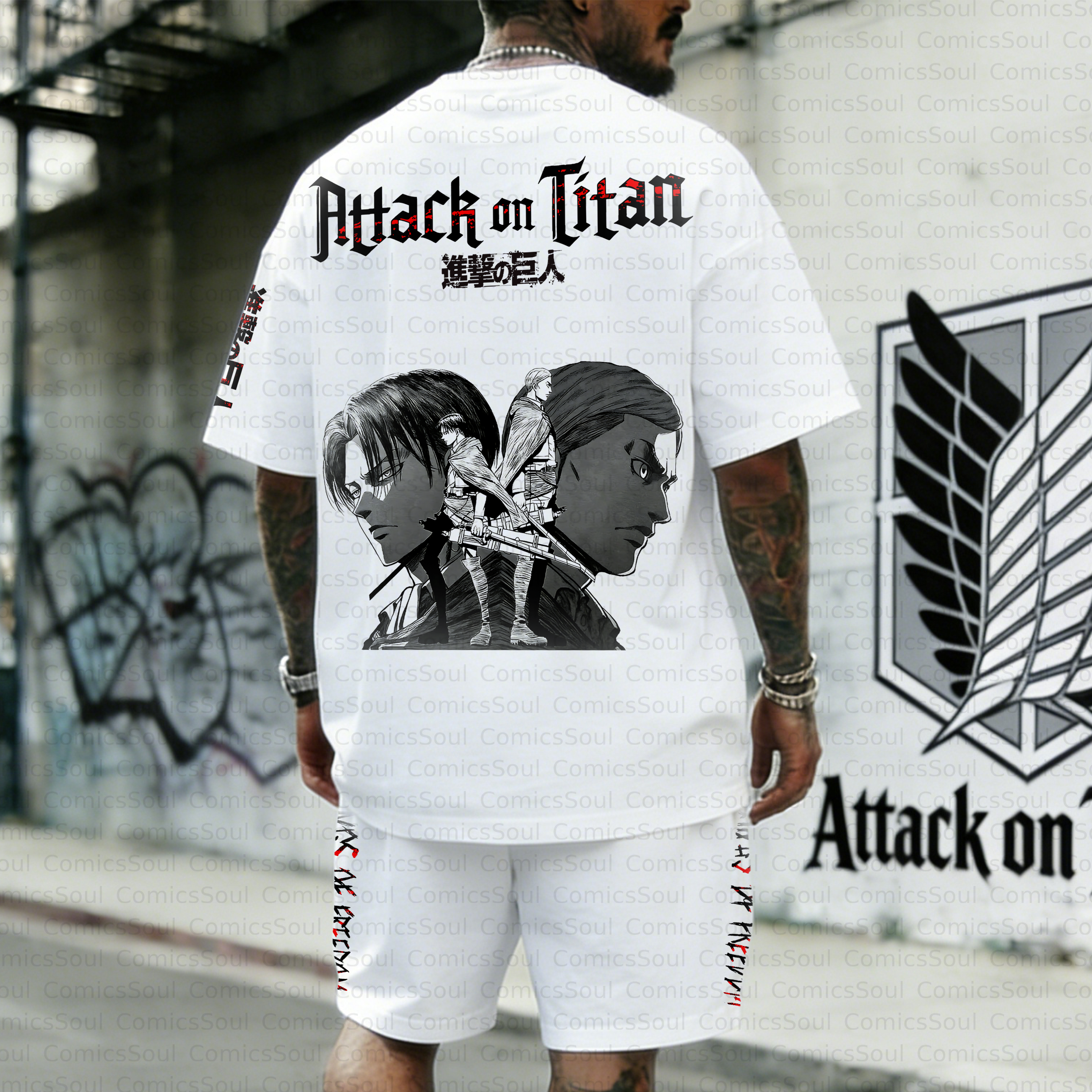 Unisex Anime Inspired Vintage T-shirt& Shorts 2 Pieces Set