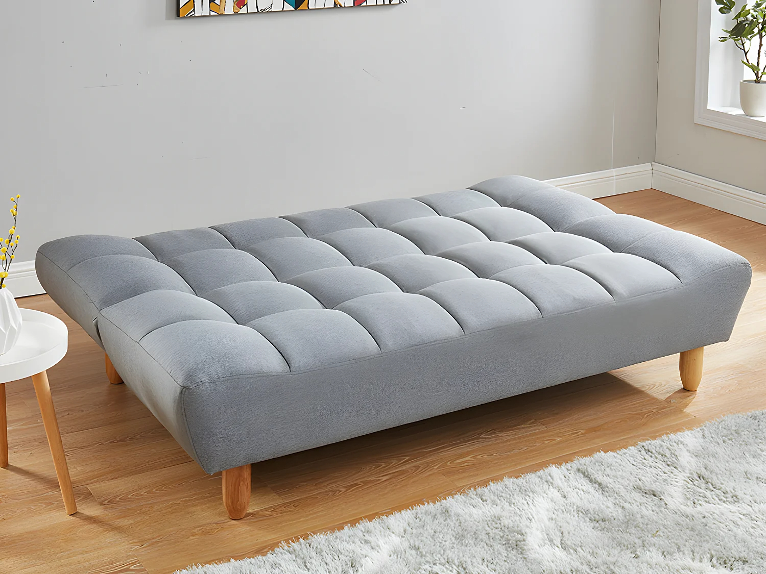 Sofá-cama de 3 plazas de tela ESTEBAN - Gris