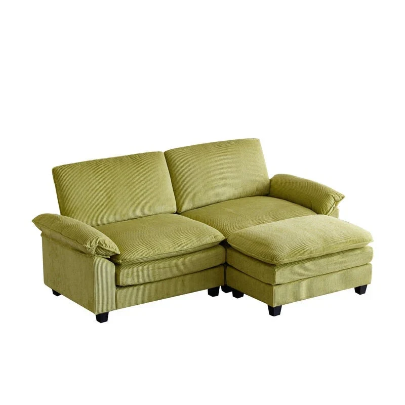 Chenille Two-Seater Sofa with Footstool - 2+1 Indoor Double Bag, Dimensions: 217*141*85