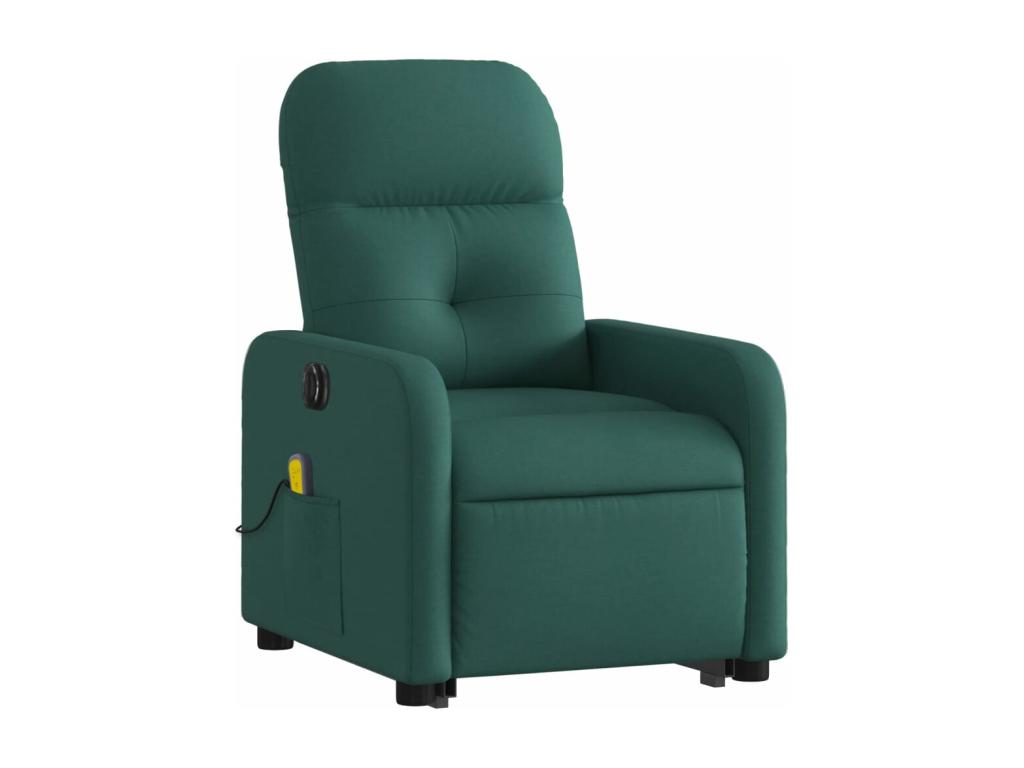 Sillón masaje eléctrico reclinable elevable tela verde oscuro