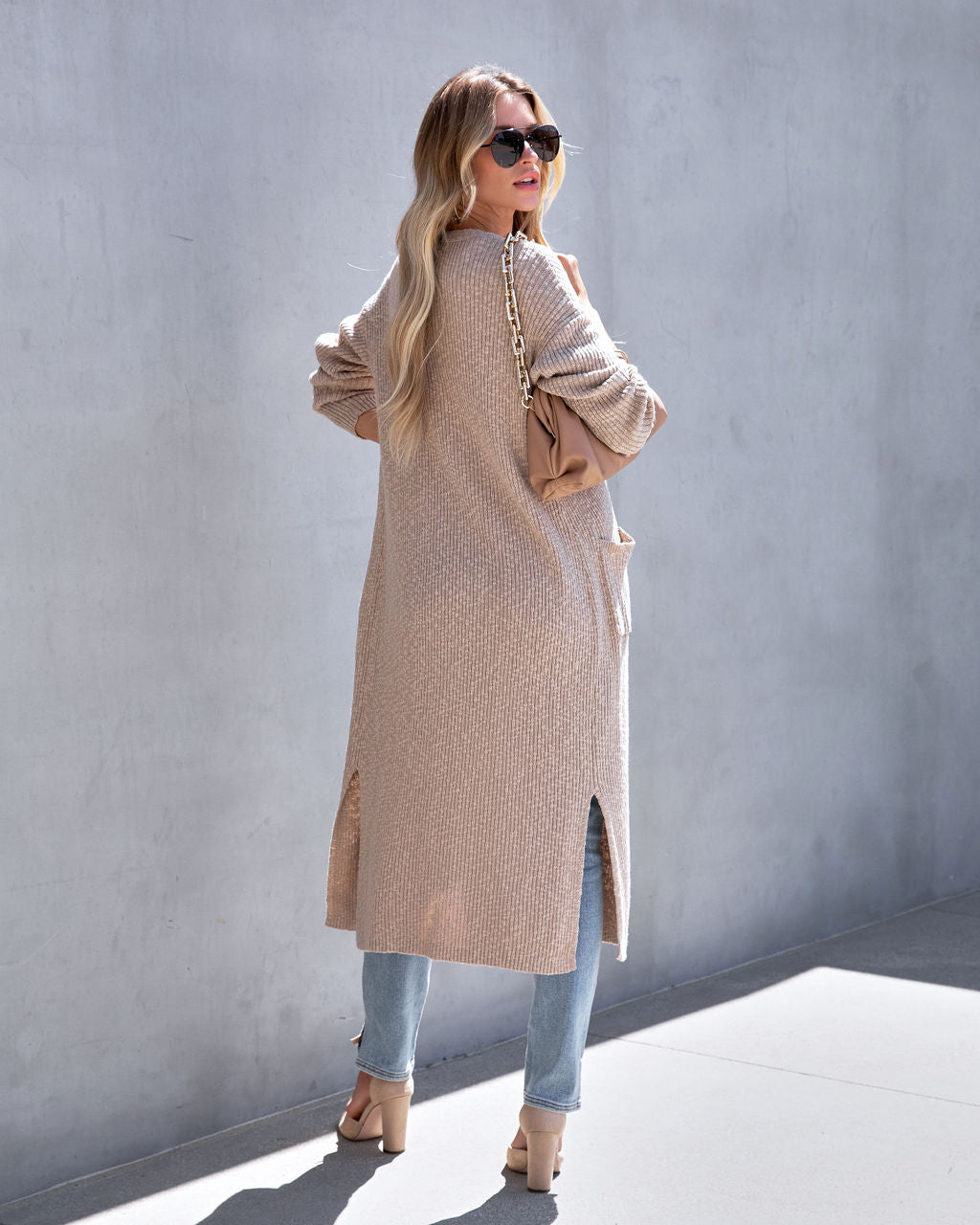 Judith Pocketed Knit Duster Cardigan - Taupe - SALE - Se7enfashion