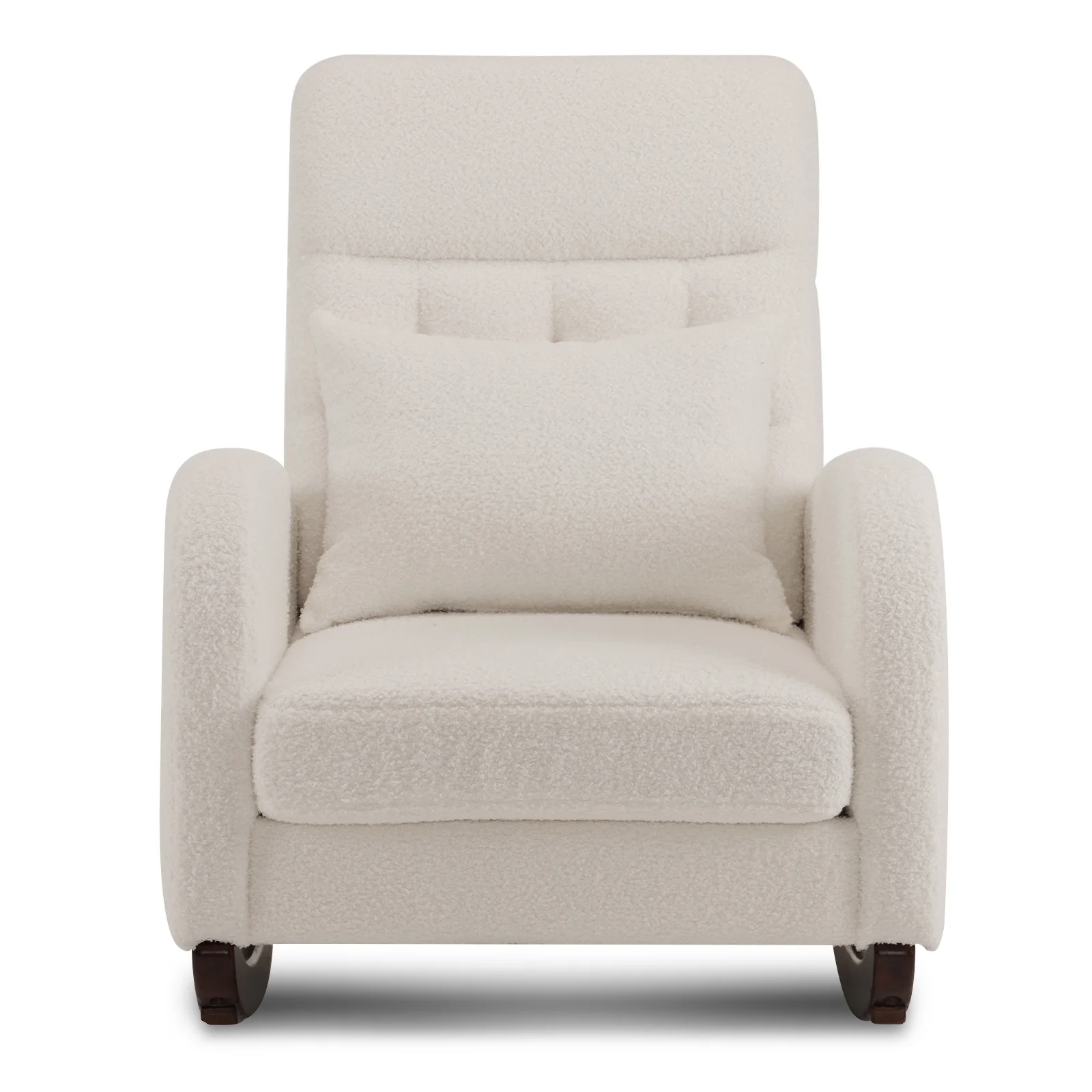 Ktaxon Rocking Accent Chair Glider Reading Chair Comfy Teddy Velvet Upholstered Single Sofa Rocker for Living Room, Nursery, Bedroom Beige - Image 12