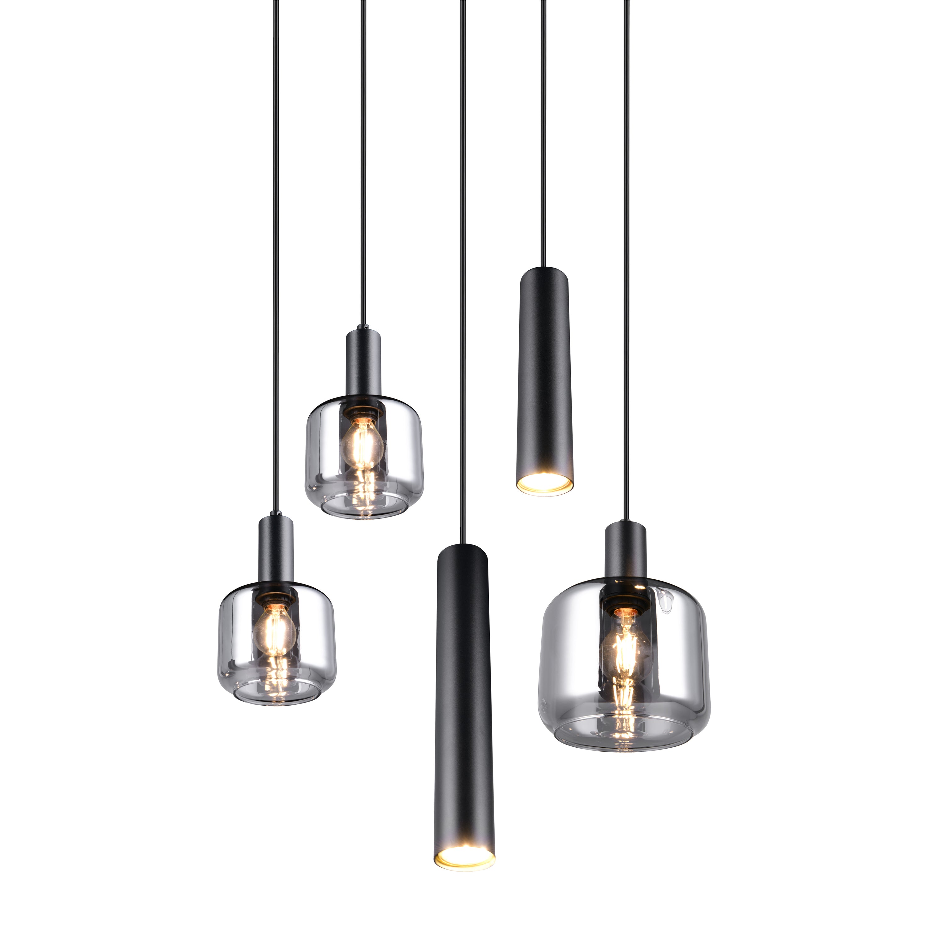Trio Mataro Hanglamp 5-lichts - Zwart Mat