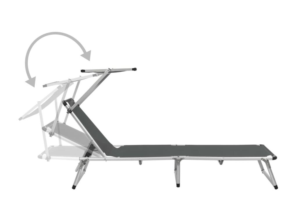 Sillón plegable con toldo Aluminio y textileno Gris
