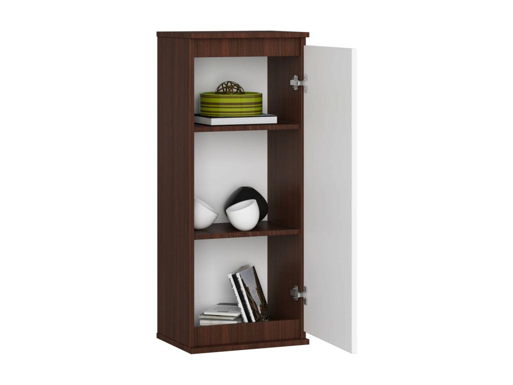 Armario de pared Confortzx W40 Wenge 40 cm 1 puerta color Blanco mate 3 estantes 40x30x99 cm
