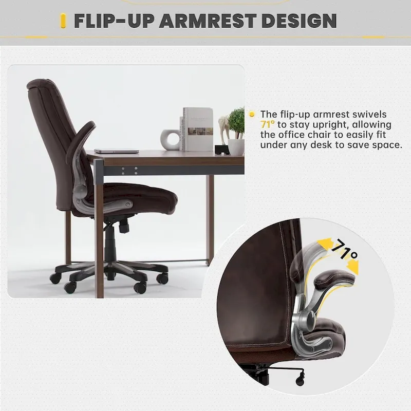 Ergonomic Office Chair with High Back Flip Up Armrests and Rolling Base