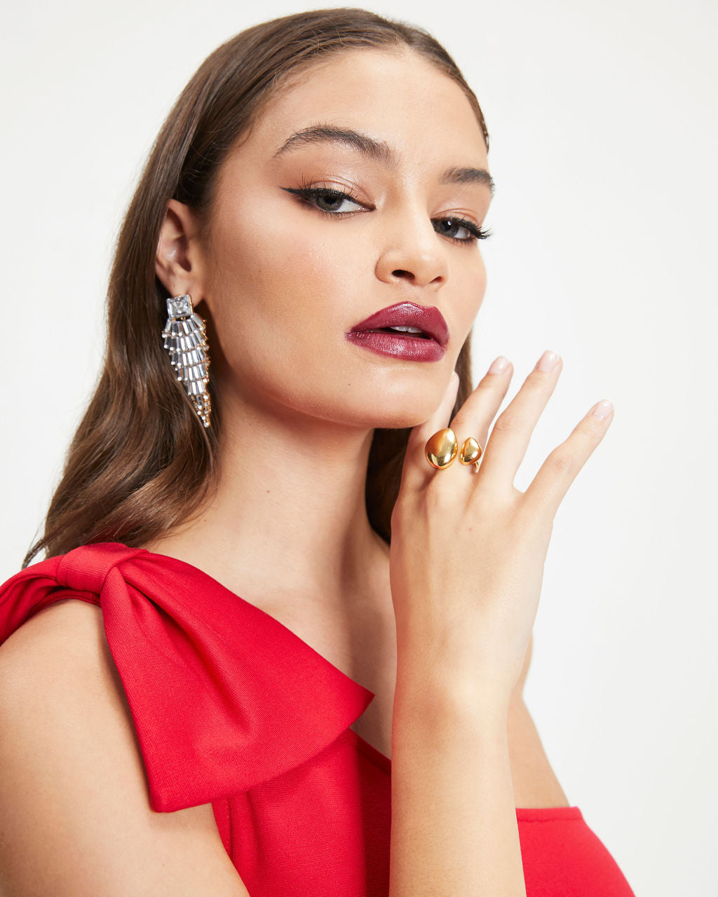 Painting The Town One Shoulder Bow Midi Dress - Red - Se7enfashion