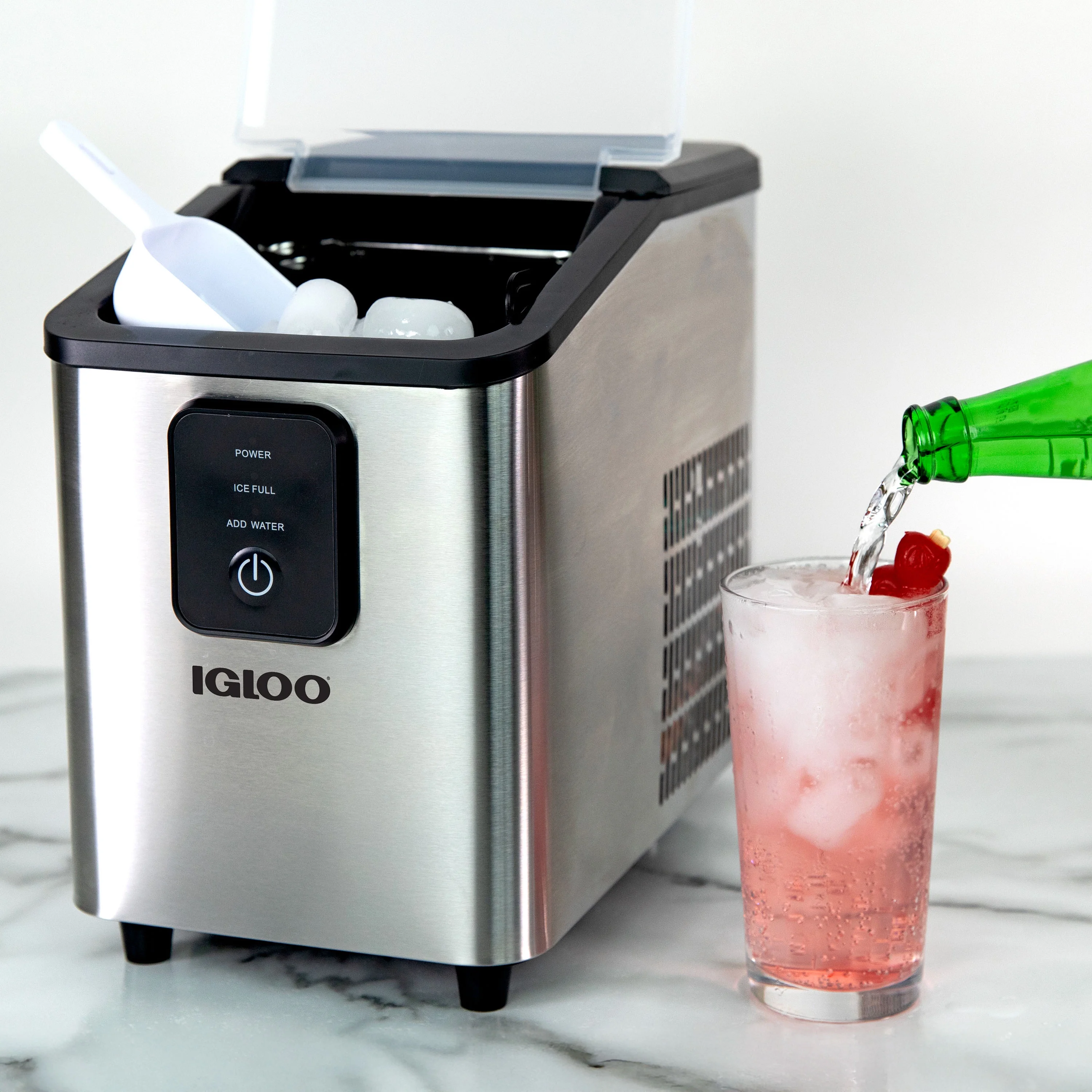 Igloo Self-Cleaning Countertop Ice Maker - Compact and Portable - Creates 26 lbs. Per Day, 8 Pieces Ready Every 7-8 Minutes - Includes Ice Scoop and Basket - Aqua - Image 25