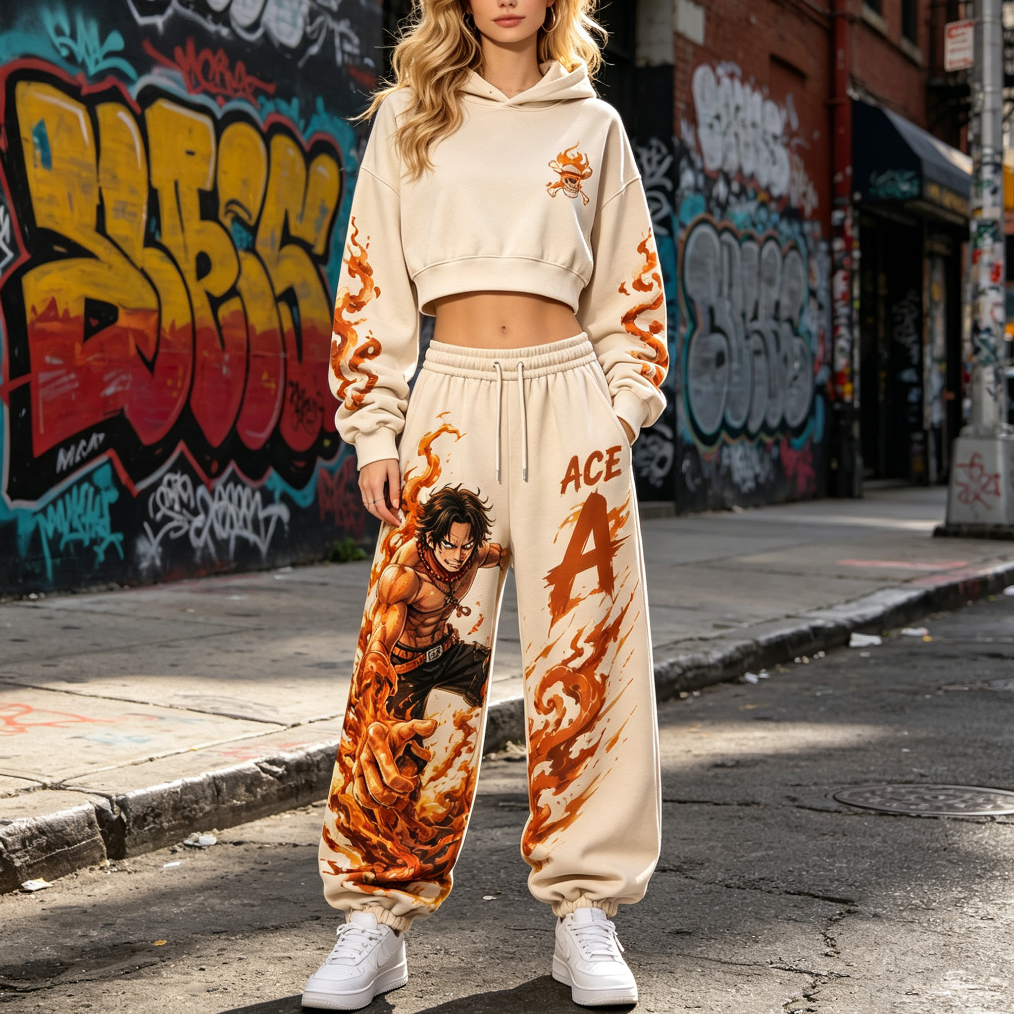 One Piece Cropped Long Sleeve Hoodie & High Waist Jogger Pants Two Piece TeeThreads Sustain the Scene with Custom Apparel