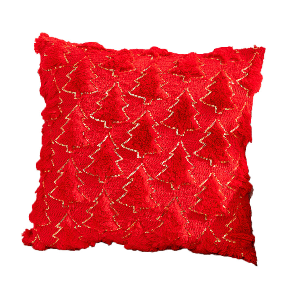 Luxury Christmas Throw Pillow Covers Soft Knit Plush Tufted Embossed Santa Tree Elk Square Decor Cushion Covers For Sofa Bedroom