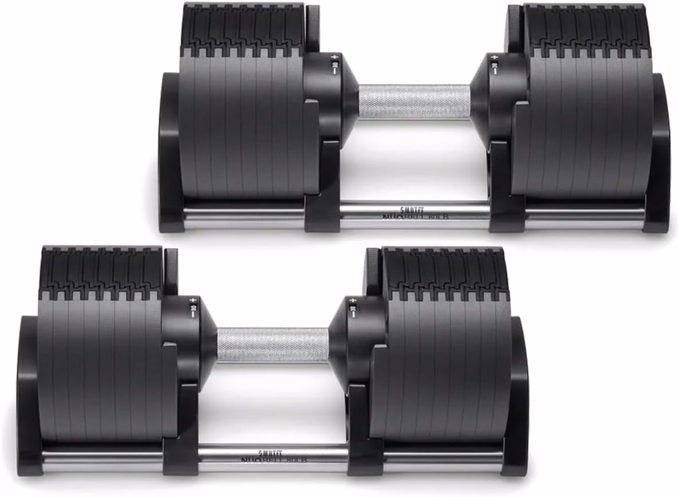 SMRTFT NUOBELL - All - in - One, Durable, Adjustable Dumbbells, Black, 5, 80 lb(50 lb/Matte Black)