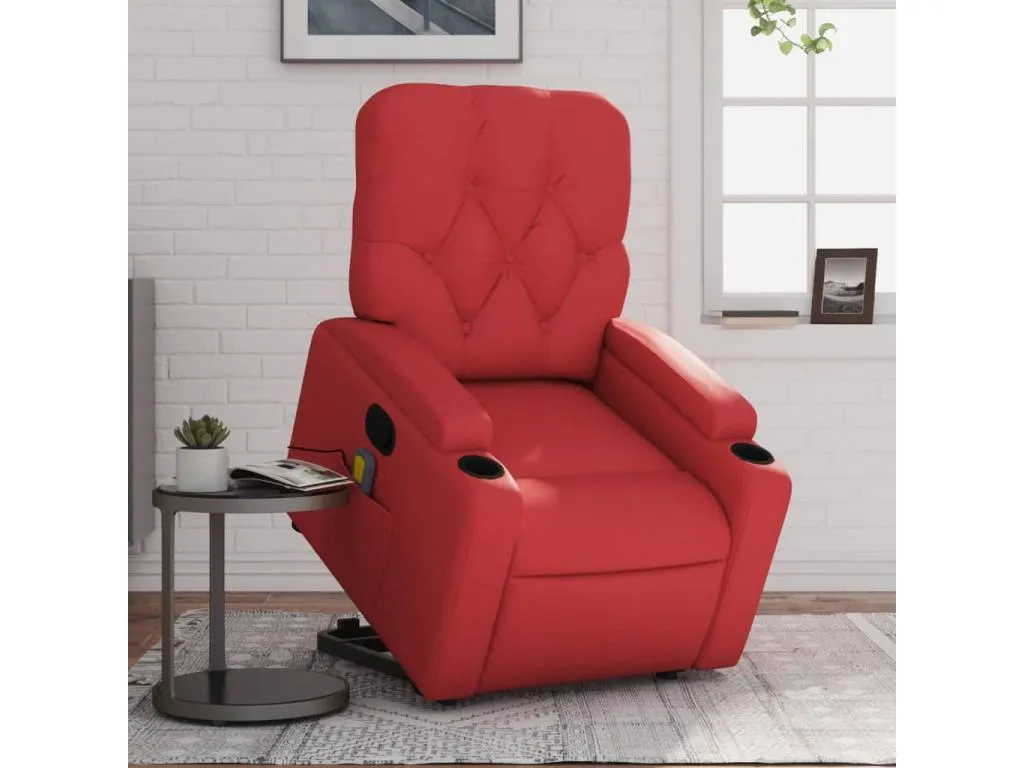 Sillón reclinable de masaje de pie cuero artificial rojo