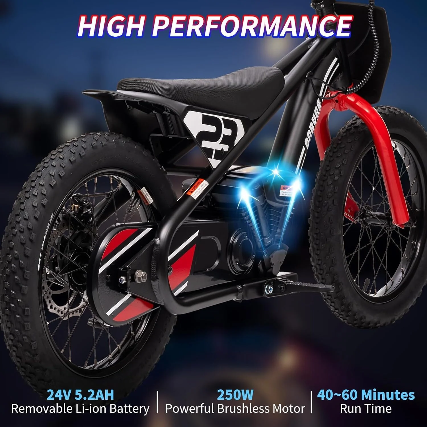 Aoile Electric Dirt Bike for Kids, 24V 5.2Ah Electric Motorcycle with 16" Tires, Electric Balance Bike w/Adjustable Speeds & Detachable Battery, Black - Image 4