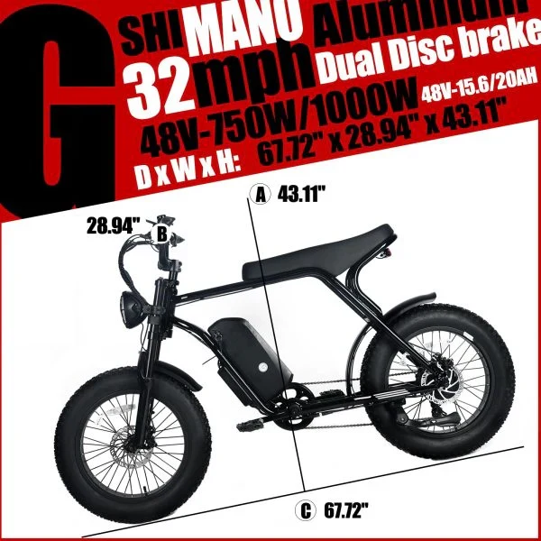 Electric Mountain Bike For Adults With 20 x 4.0 Fat Tires, 1000W Motor, 48V 20Ah Removable Battery, 45MPH Speed, 7-Speed - Image 6 Electric Mountain Bike For Adults With 20 x 4.0 Fat Tires, 1000W Motor, 48V 20Ah Removable Battery, 45MPH Speed, 7-Speed - Image 6