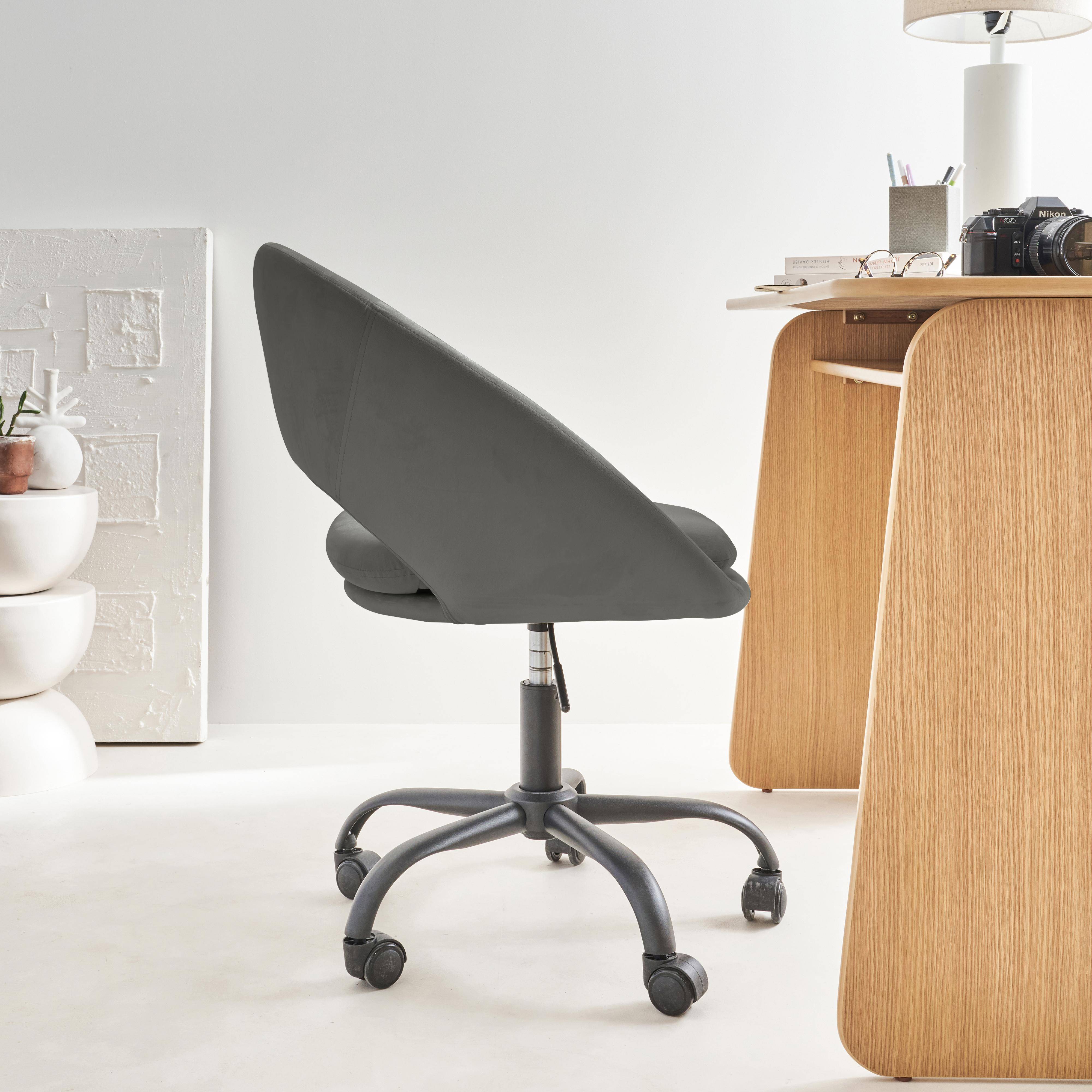 Pam - Silla de oficina de terciopelo con ruedas