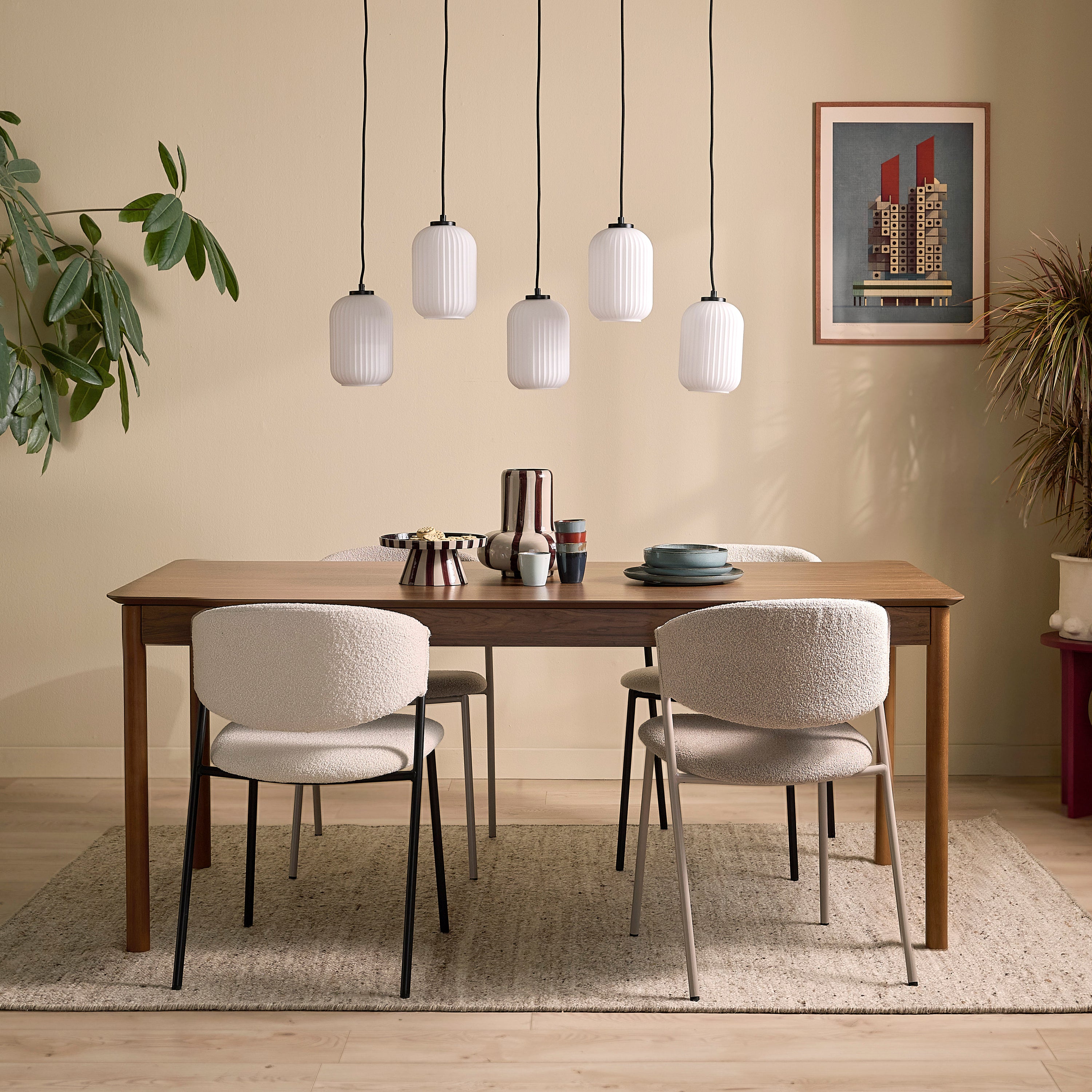 by fonQ Ribba Hanglamp - 5 Lichts - Opaalglas