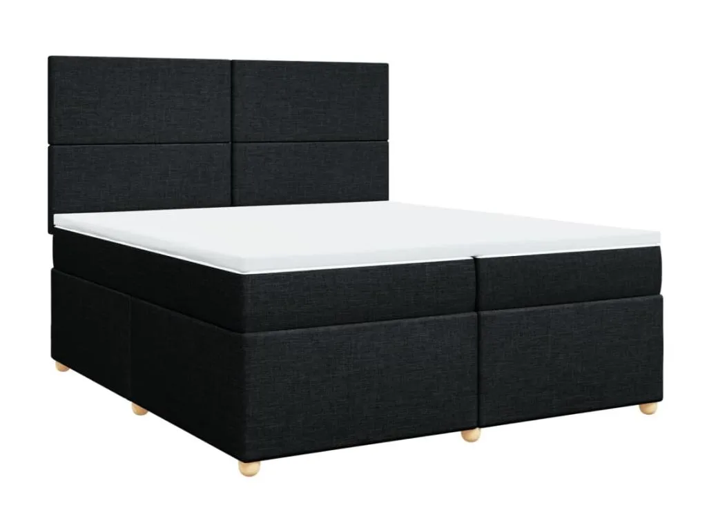 Cama box spring con colchón tela negro 200x200 cm haw3520074