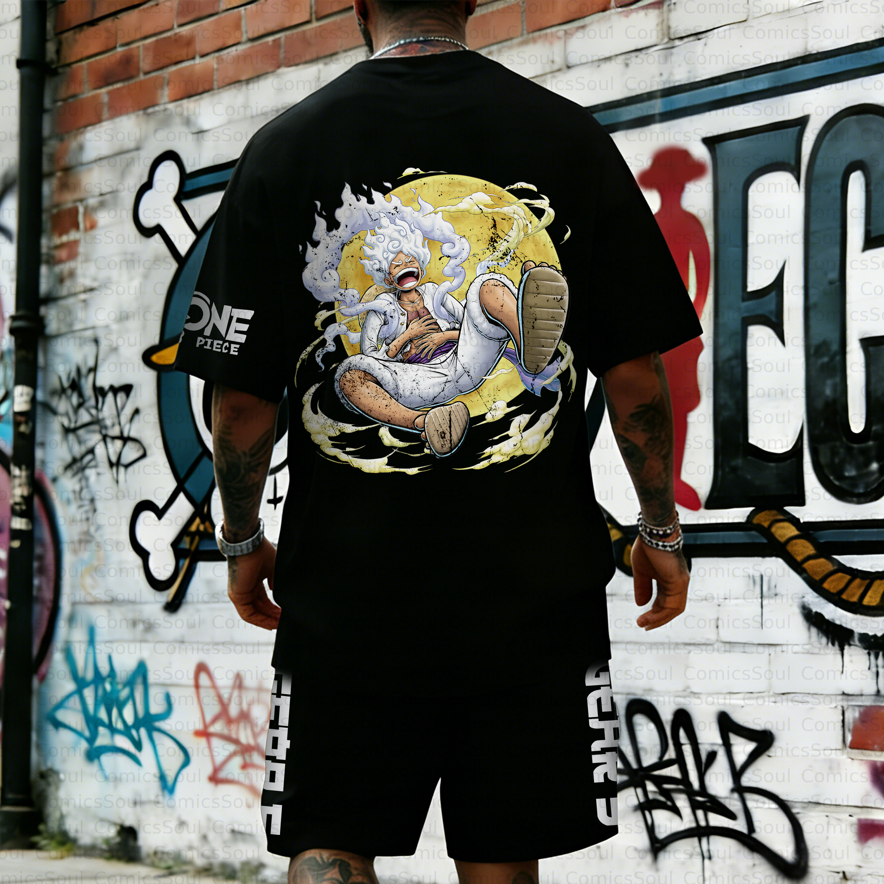 Unisex Anime Inspired Vintage T-shirt& Shorts 2 Pieces Set