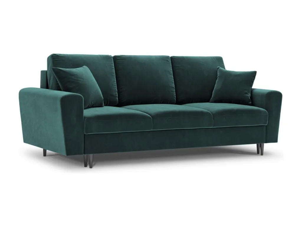 Decohoguera - Sofá cama con baúl de almacenaje Decohoguera 3 plazas en terciopelo petróleo - 235x100x88cm SN5788404