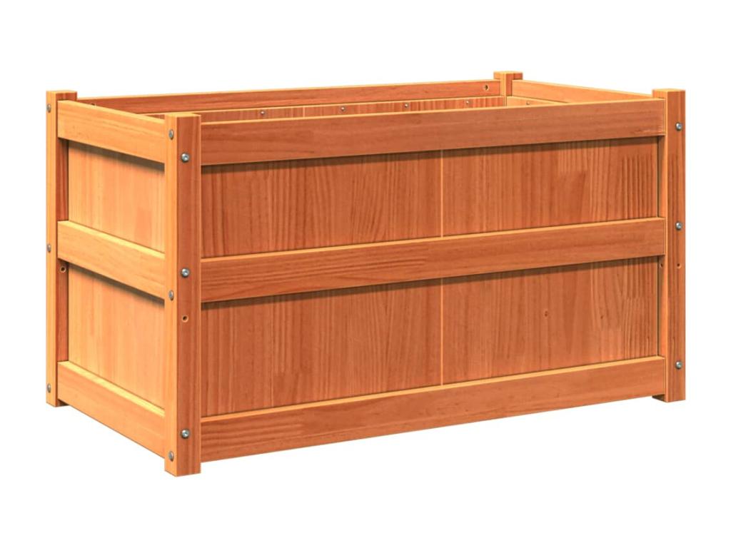 Jardinera exterior madera maciza pino marrón cera 90x50x50 cm