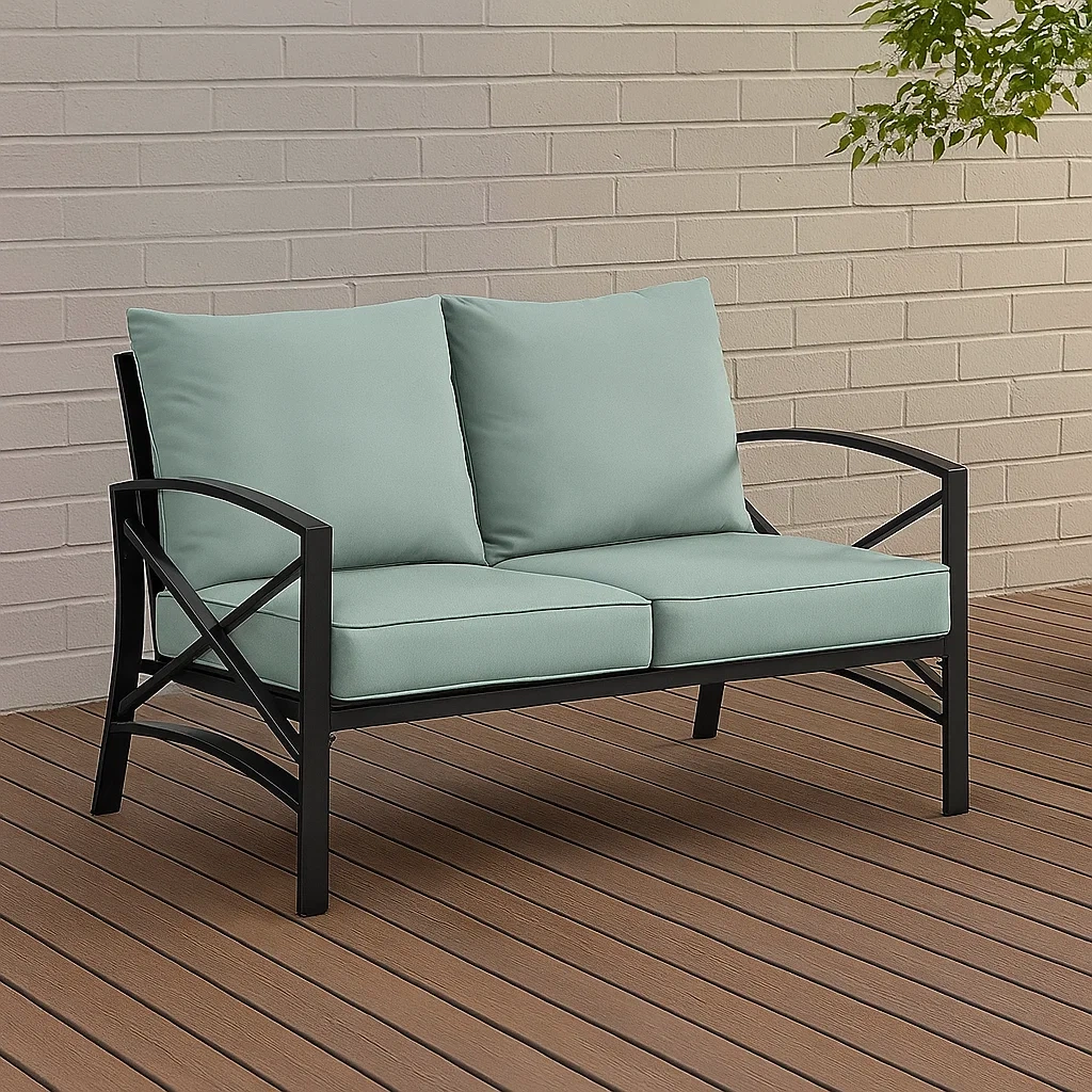 Sofá de exterior verde claro,acero,jardín o terraza,137x77x81 cm