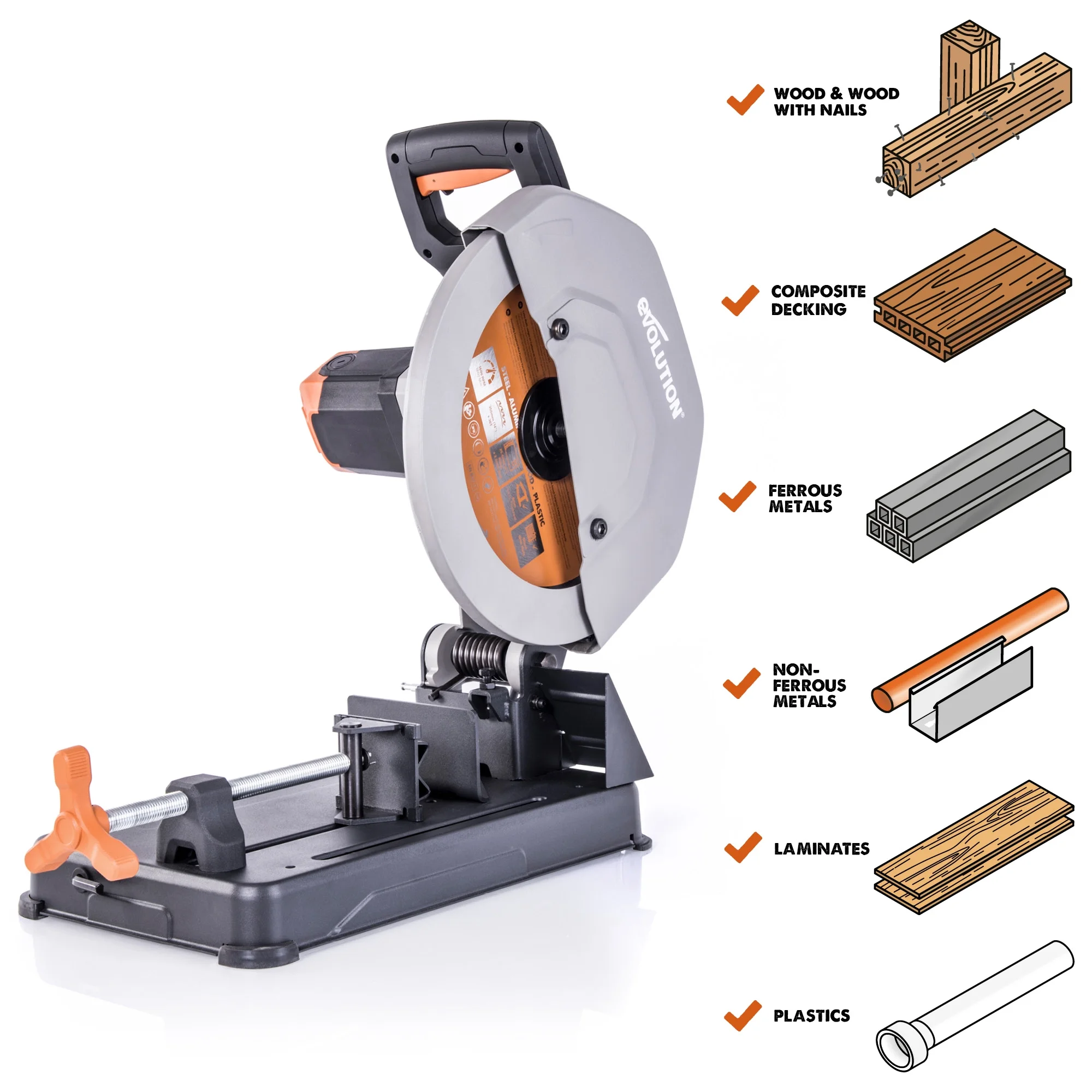 Evolution Power Tools 14 inch, 15 Amp, Multi-Material Chop Saw, R355CPS - Image 10