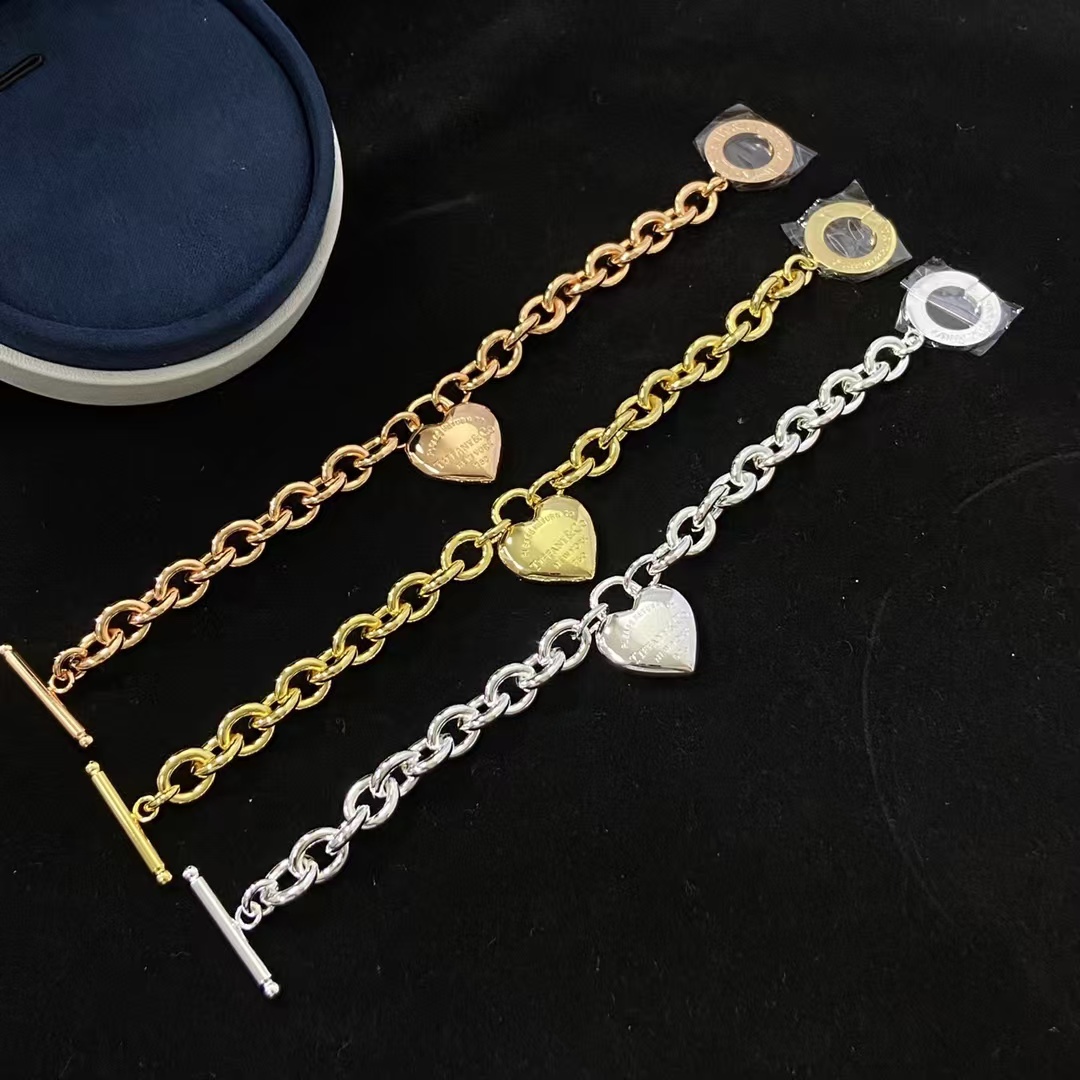 Tiffany Heart Charm OT Clasp Bracelet - Original Replica Club